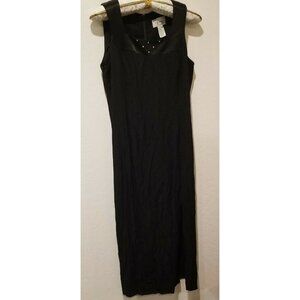 D. J. Summers Womens Size 12 Black Square Neck Sleeveless Midi Dress Side Slit